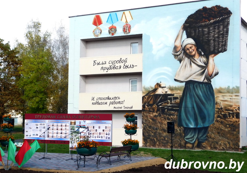 Память в цвете: в аг. Осинторф открыли мурал, посвященный торфушкам